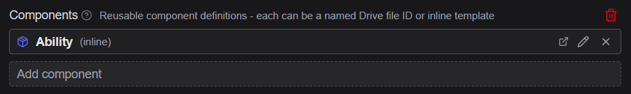 Button to add an external component