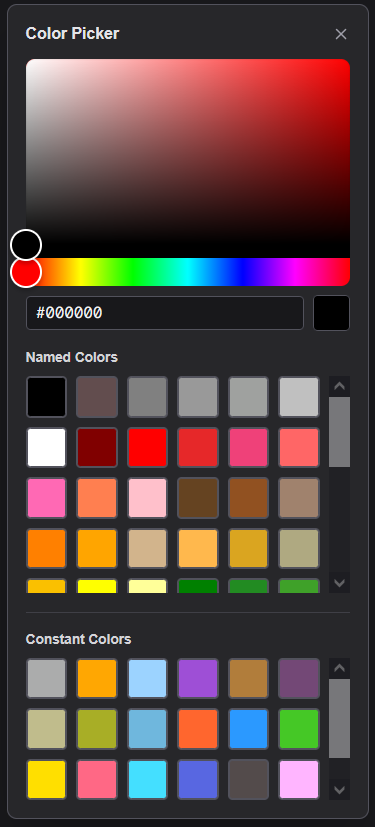 Constant color swatches at the bottom of the picker