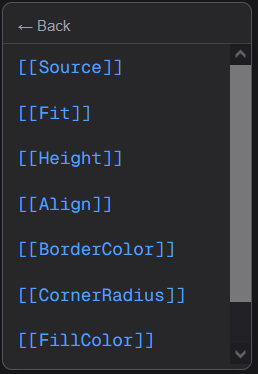 Property references section in the reference picker