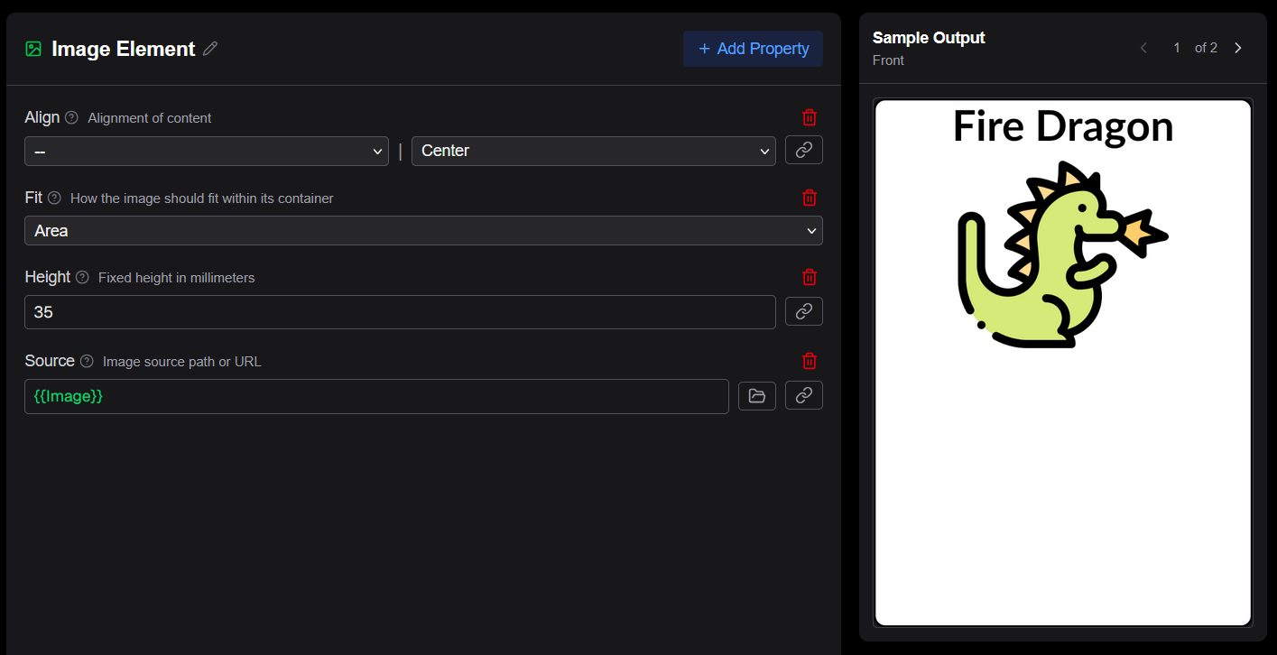 Image element with Image column reference