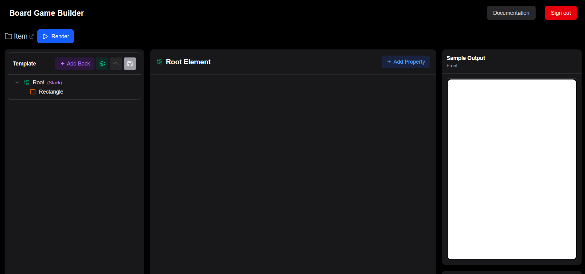 Template editor layout