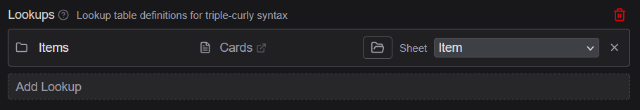 Lookups section in Root settings