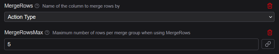MergeRows example — multiple rows combined into one card
