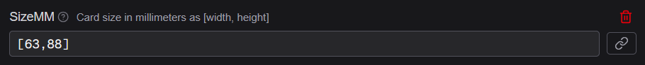Card Size fields in Root settings